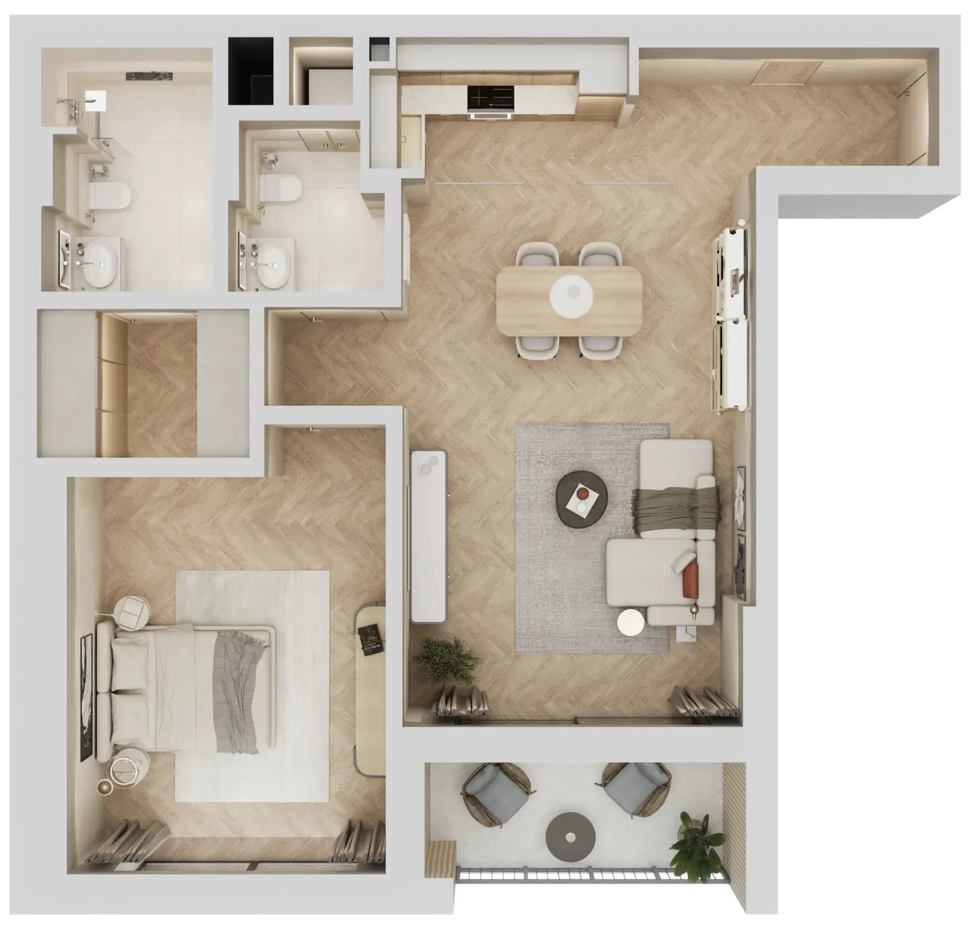 1 BR layout at Arisha Terraces