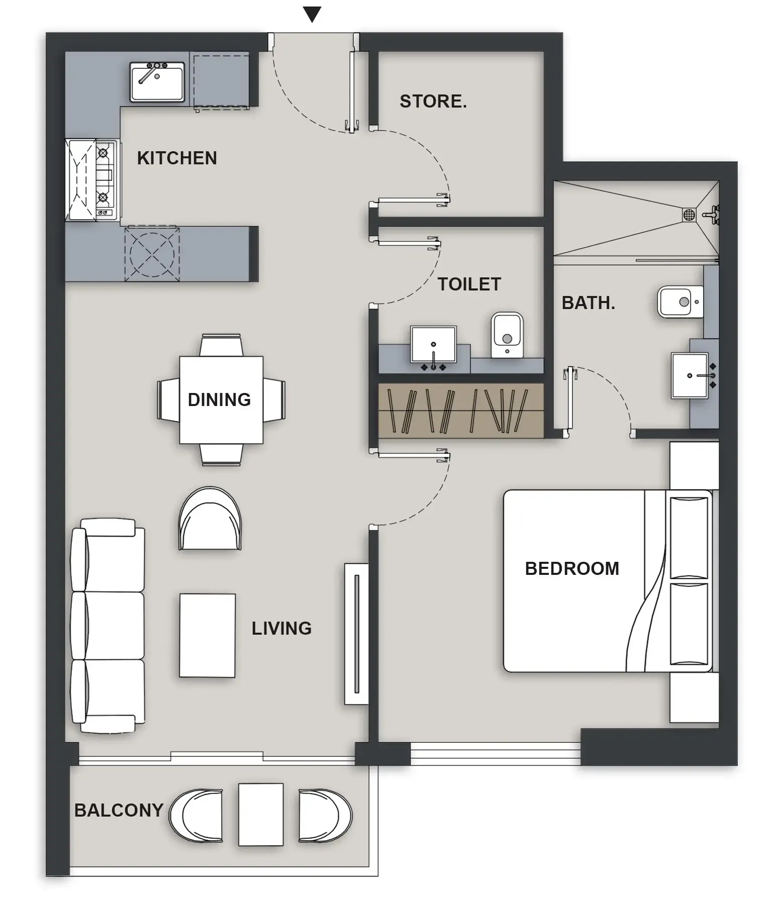 1 BR layout at Maison Elysee III