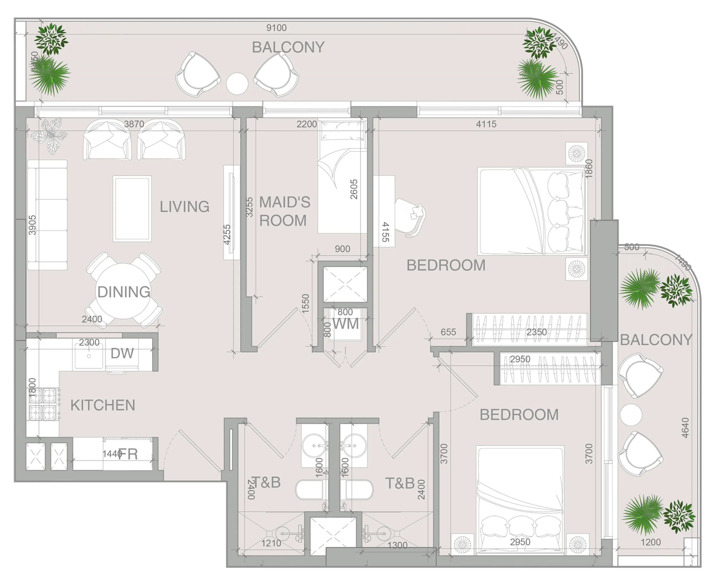 2 BR layout at VERDAN1A 4