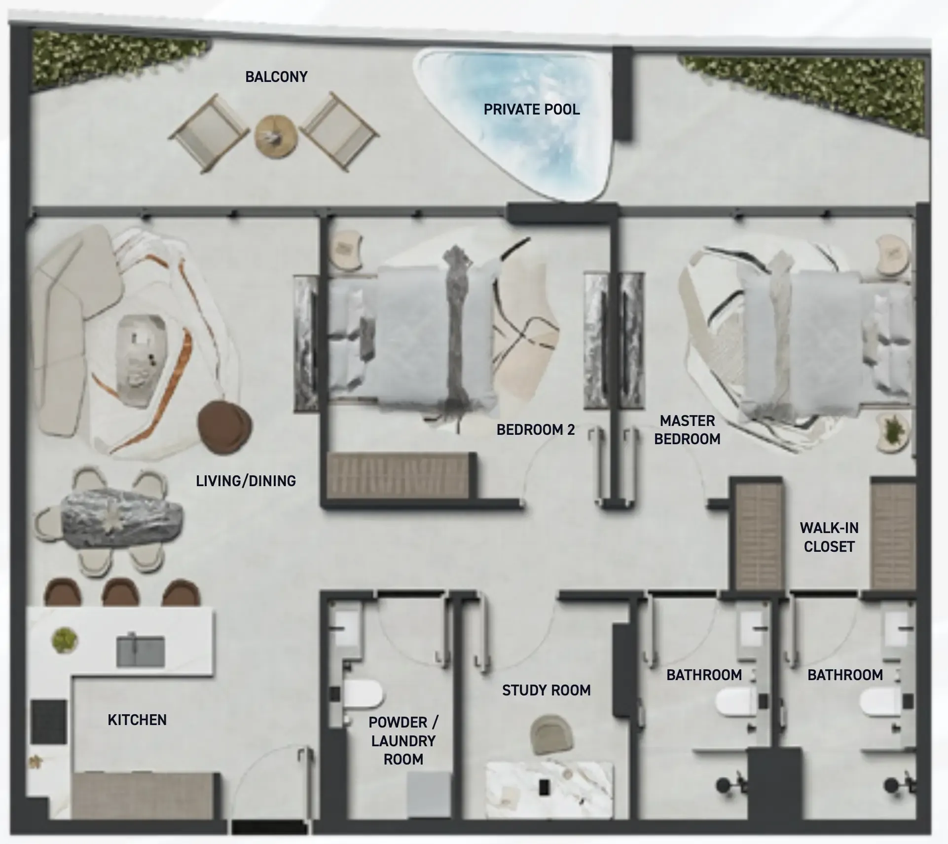 2 BR layout at Hadley Heights 2