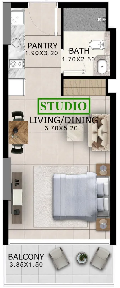 0 BR layout at Arlington Park