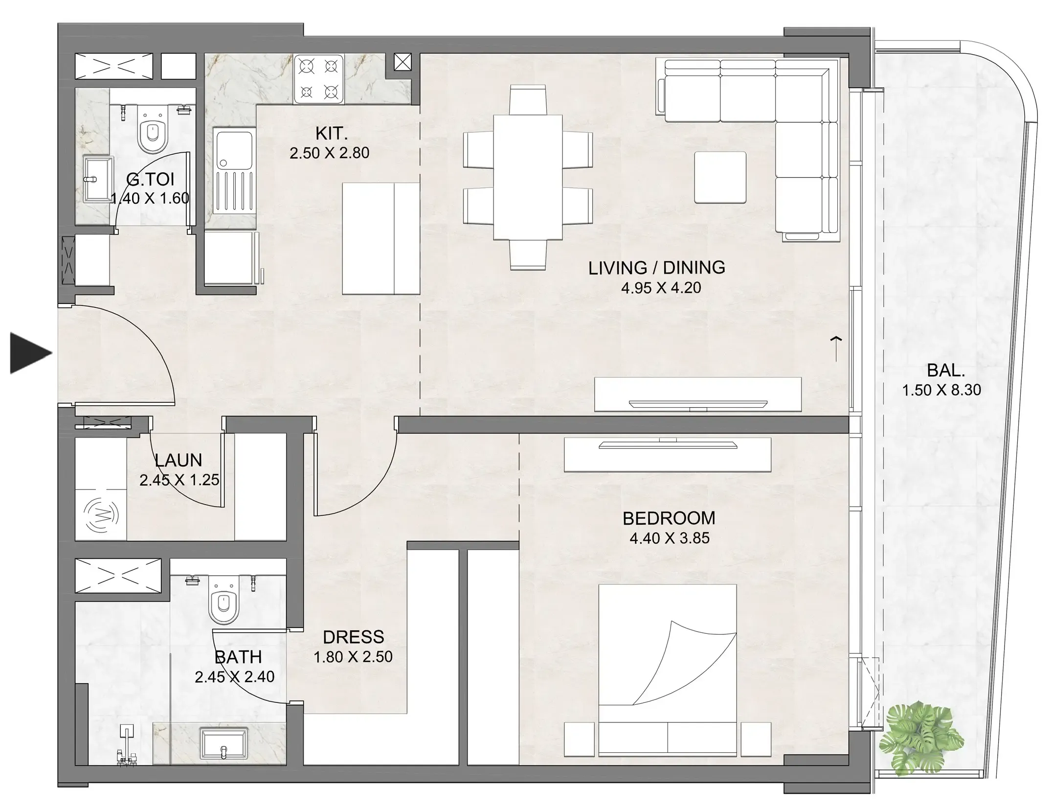 1 BR layout at Luzora Residence