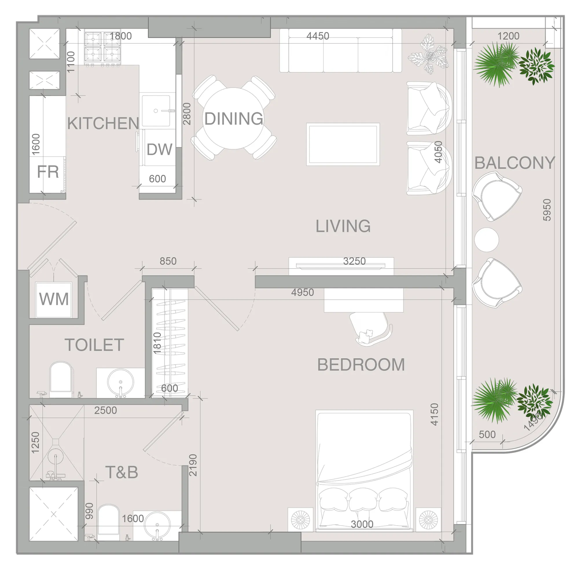 1 BR layout at VERDAN1A 4