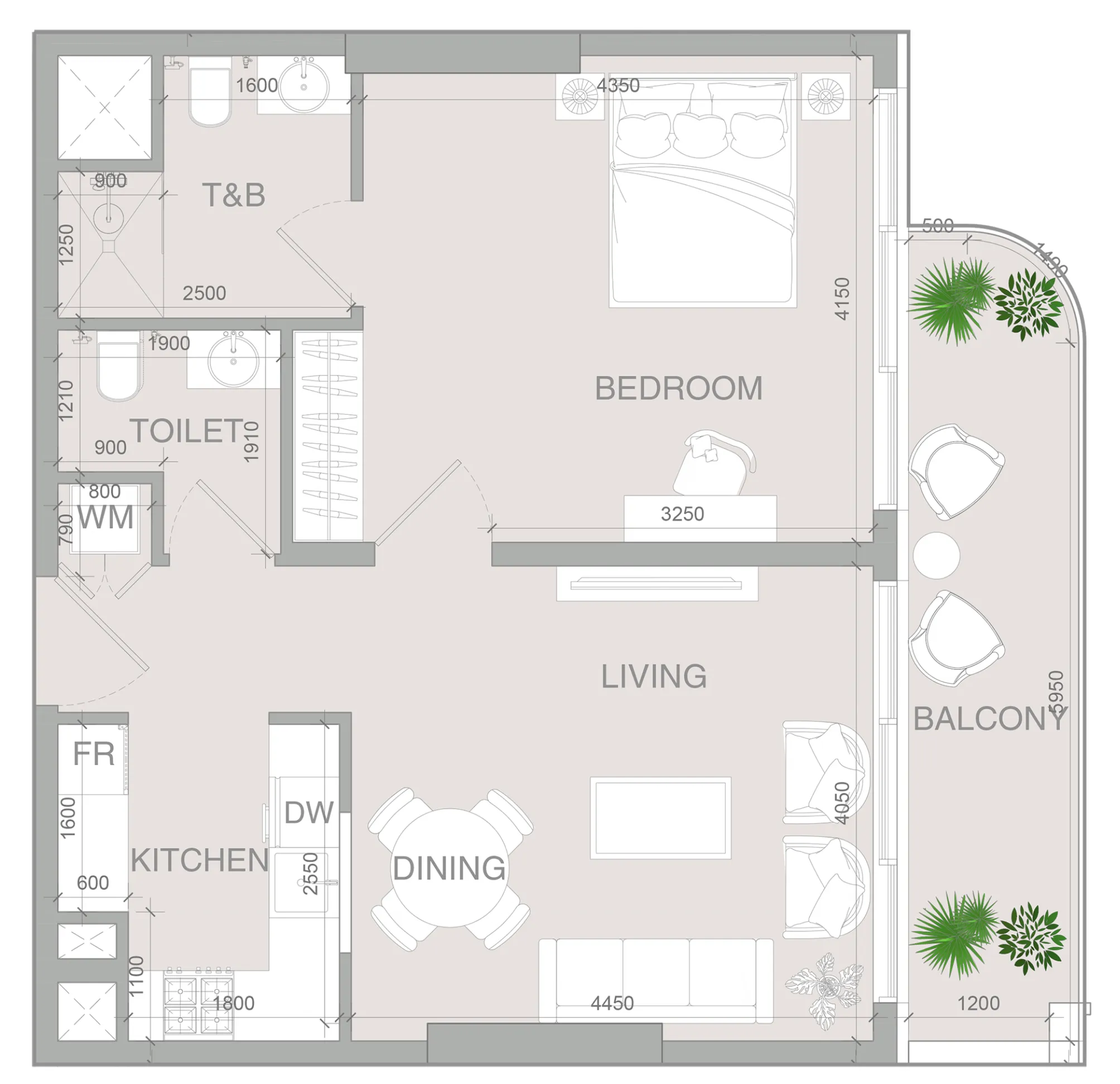 1 BR layout at VERDAN1A 4