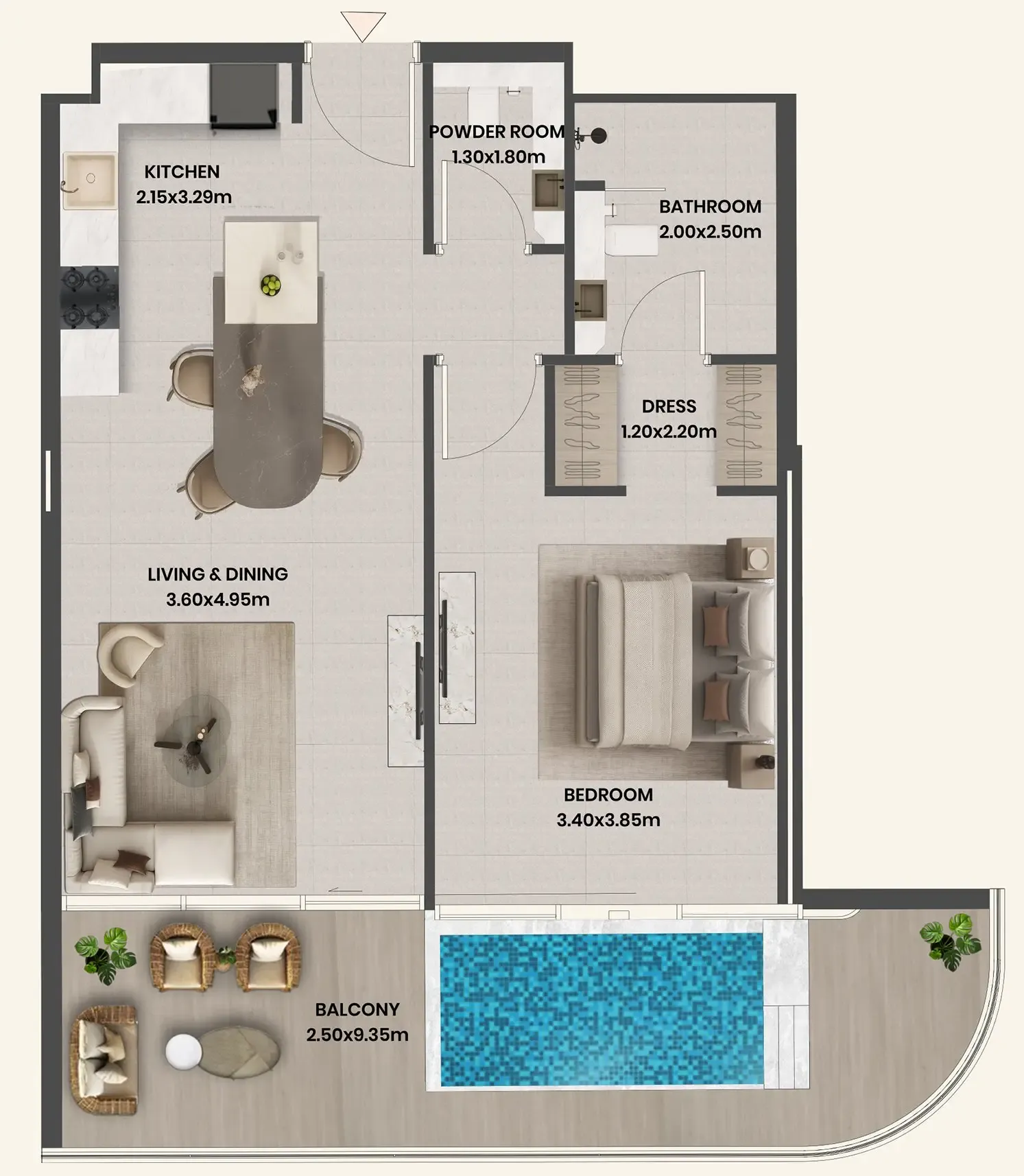1 BR layout at Divine Al Barari