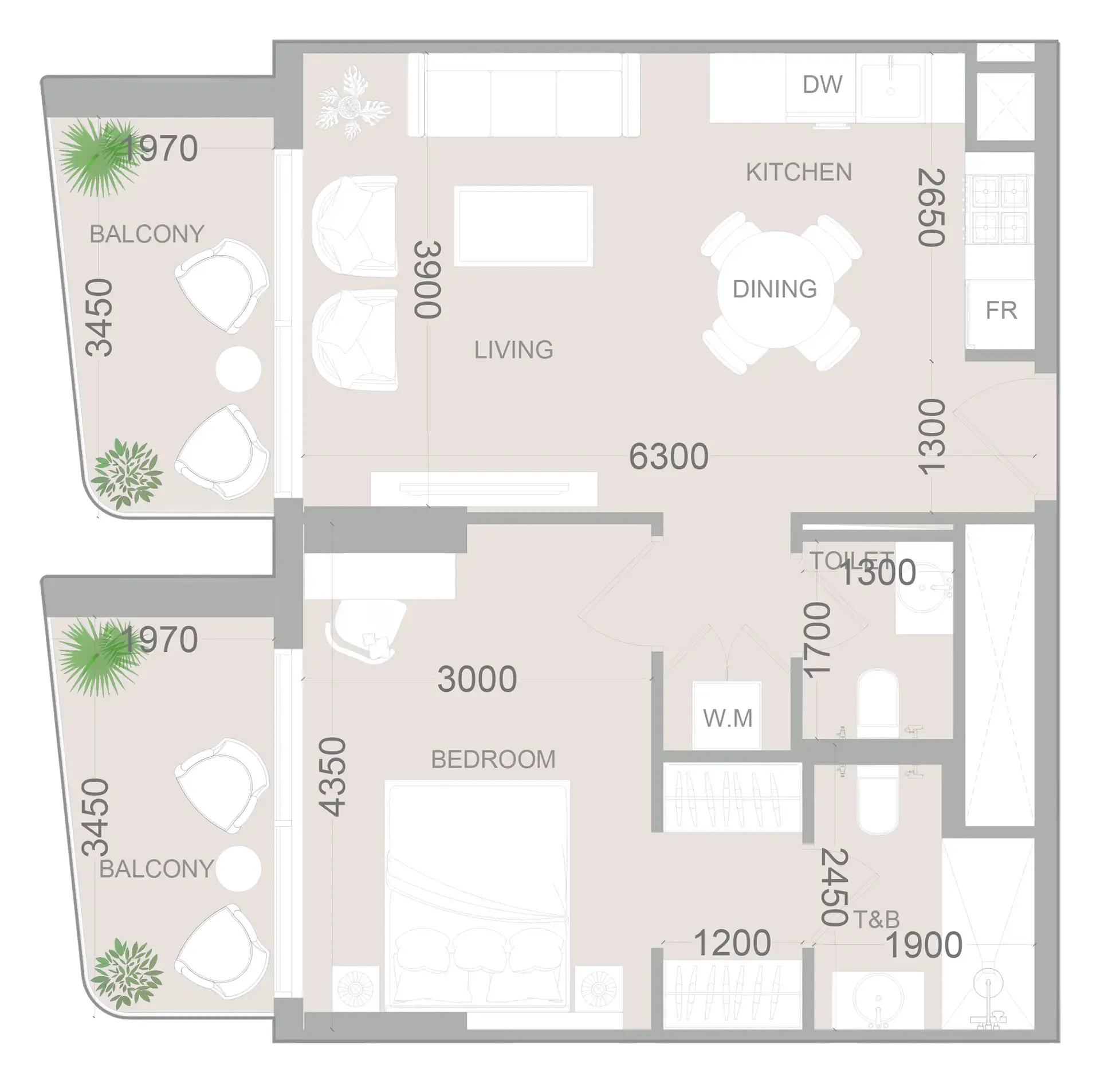 1 BR layout at ELAR1S Sky