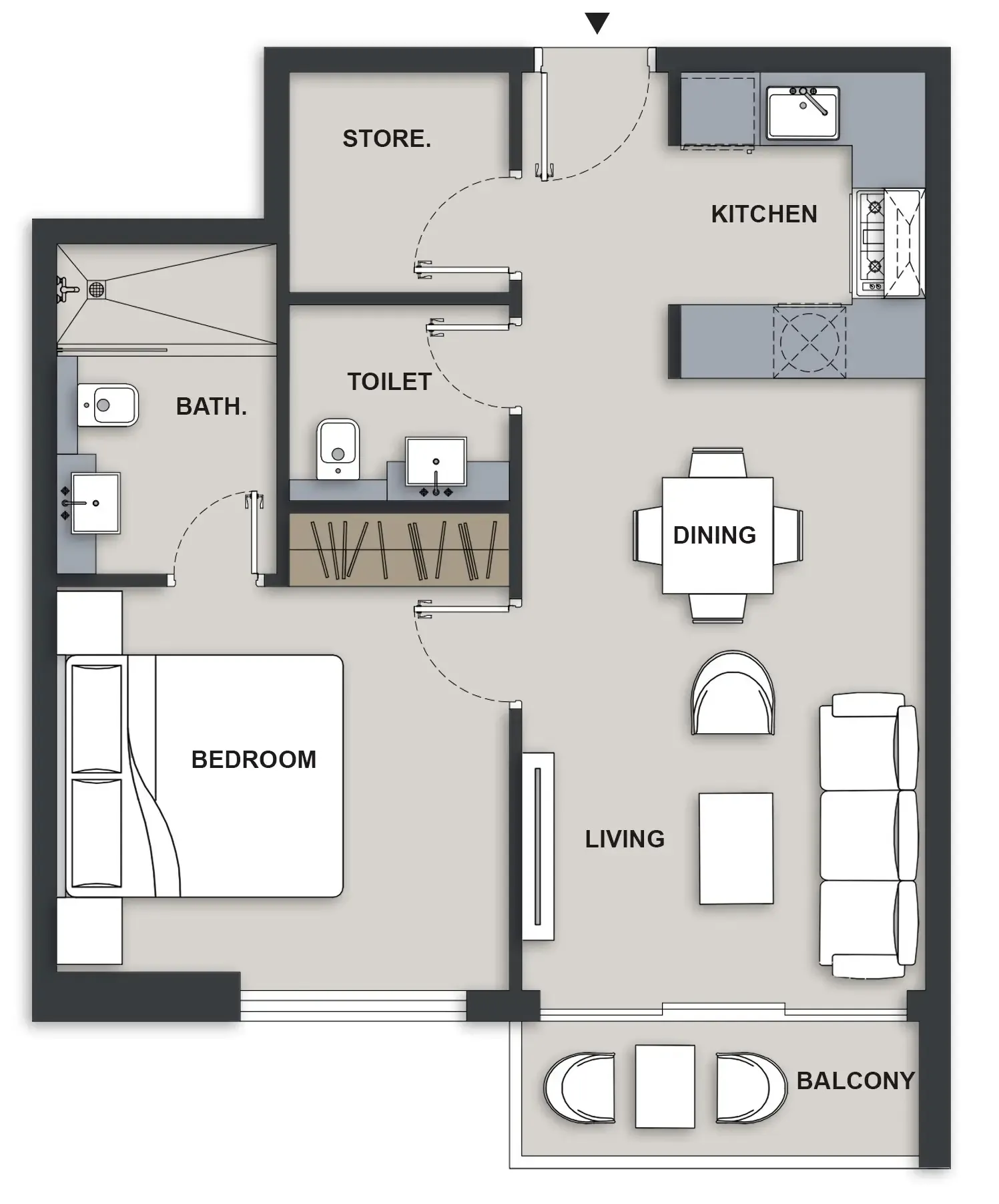 1 BR layout at Maison Elysee III