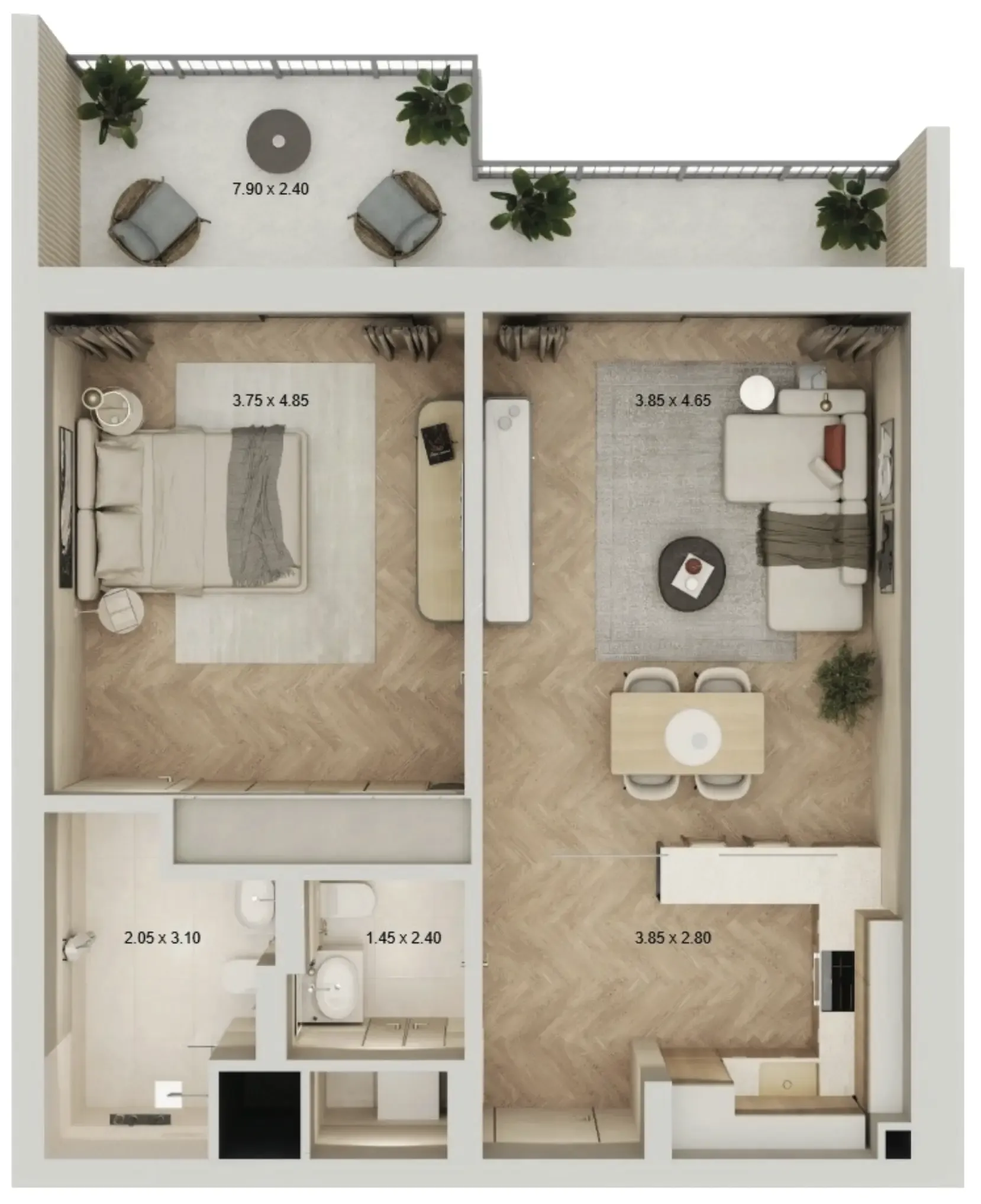1 BR layout at Arisha Terraces
