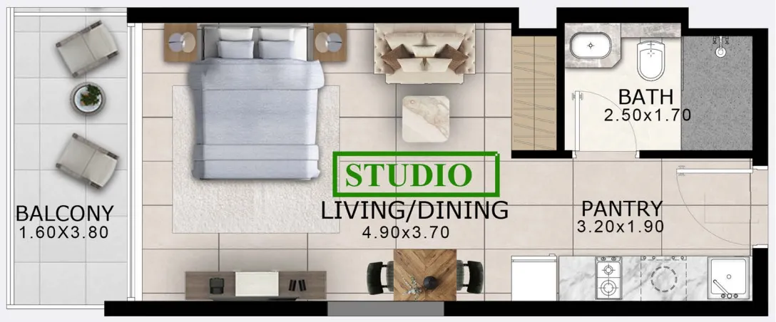 0 BR layout at Arlington Park