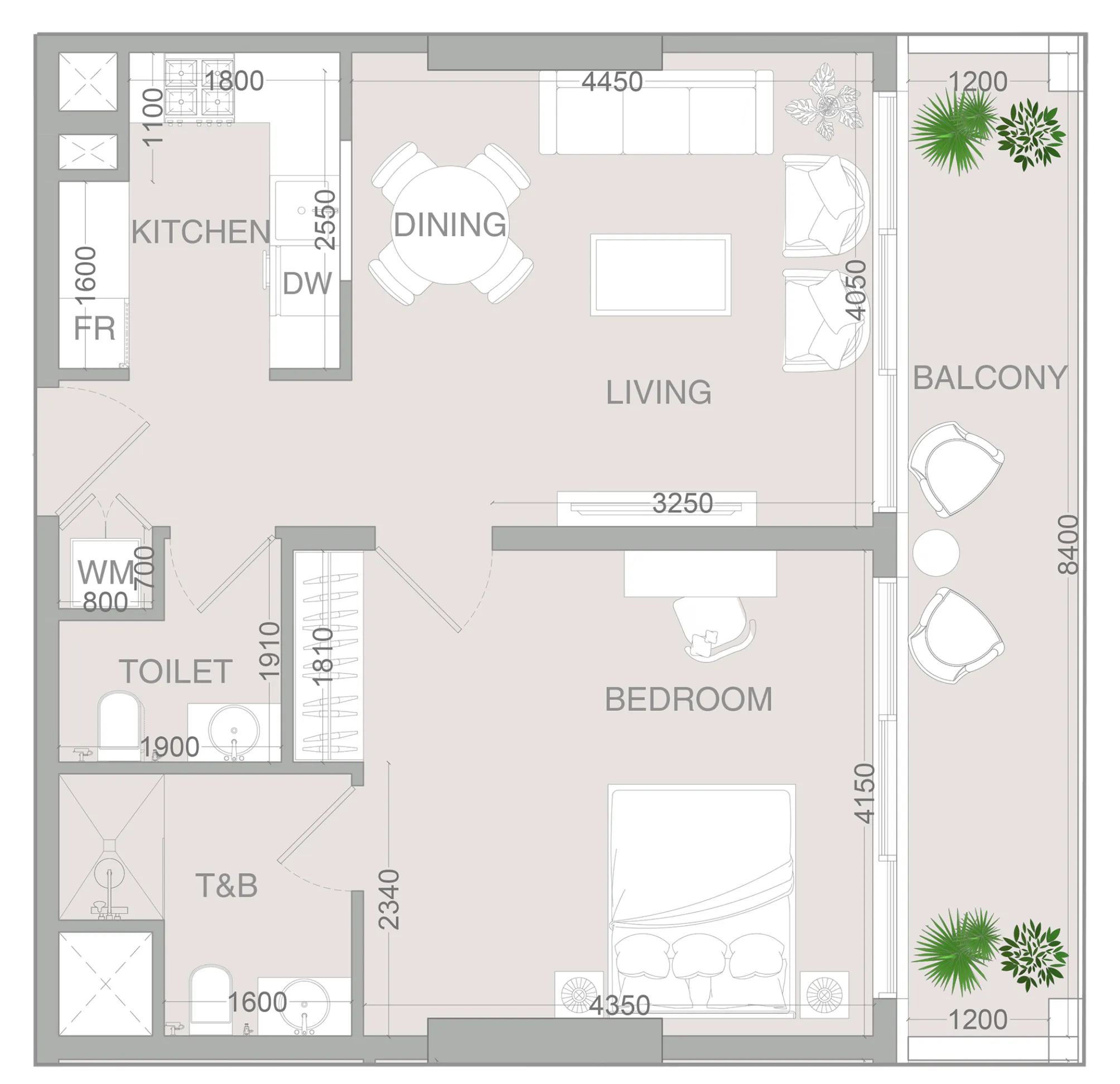 1 BR layout at VERDAN1A 4