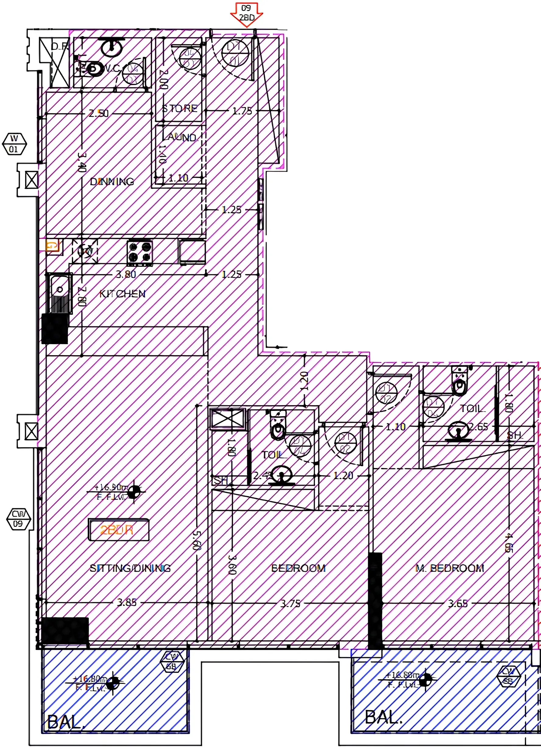 2 BR layout at Sea View Residence