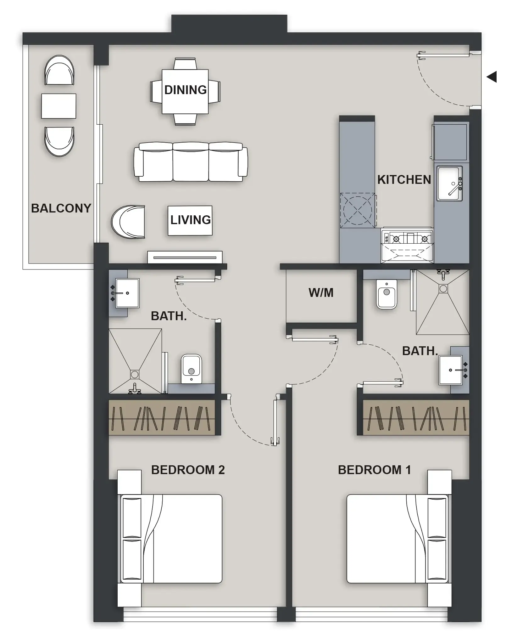 1 BR layout at Maison Elysee III