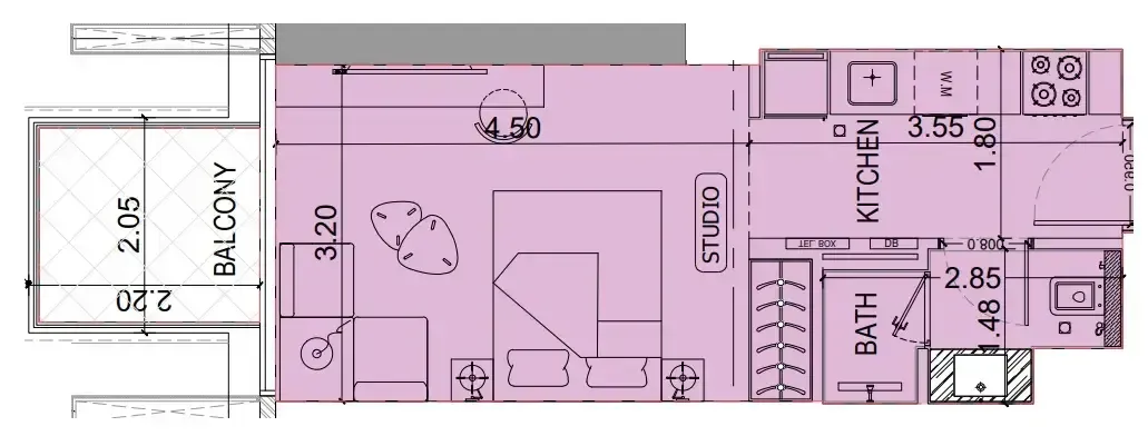0 BR layout at Binghatti Luxuria