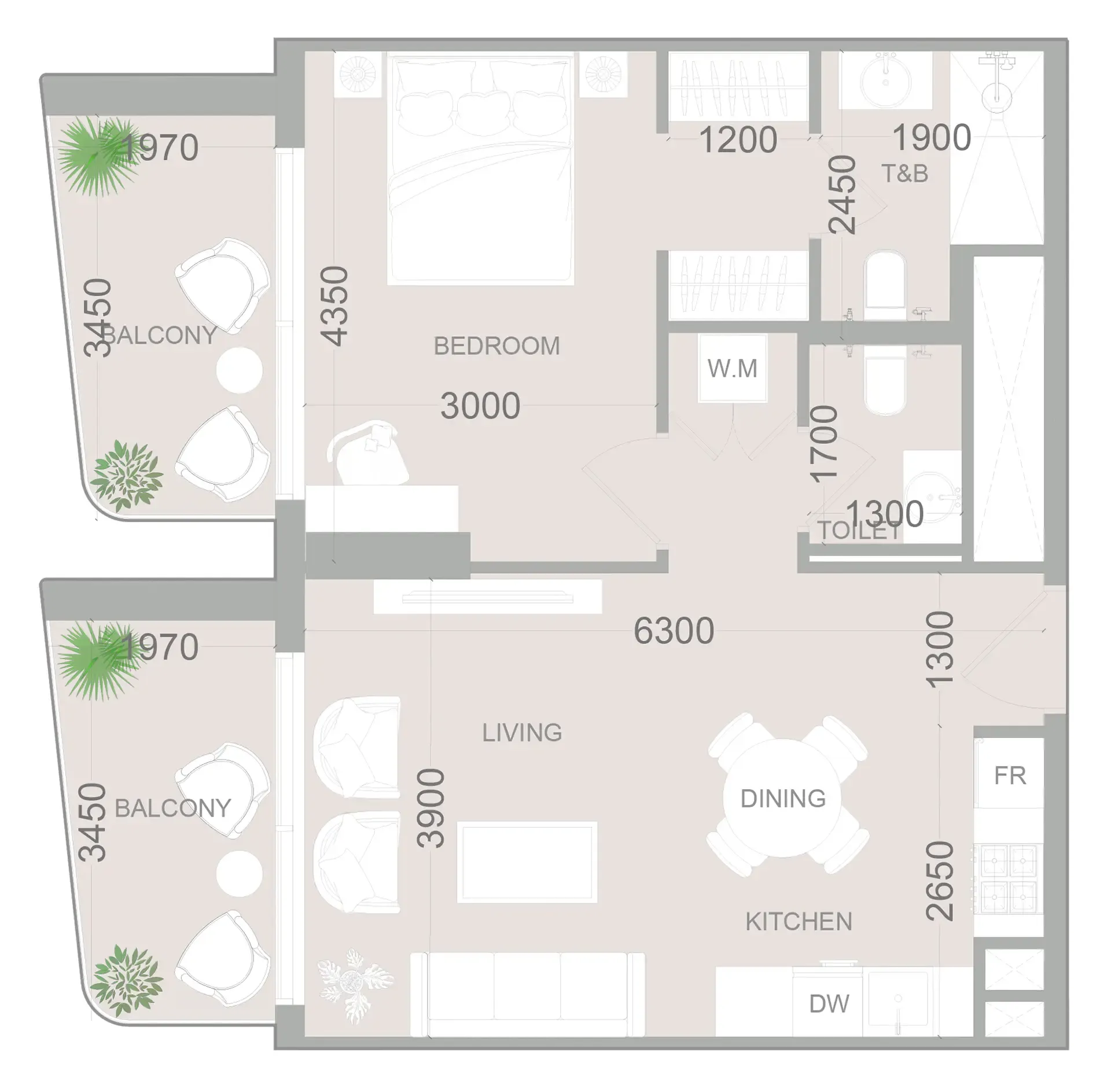 1 BR layout at ELAR1S Sky