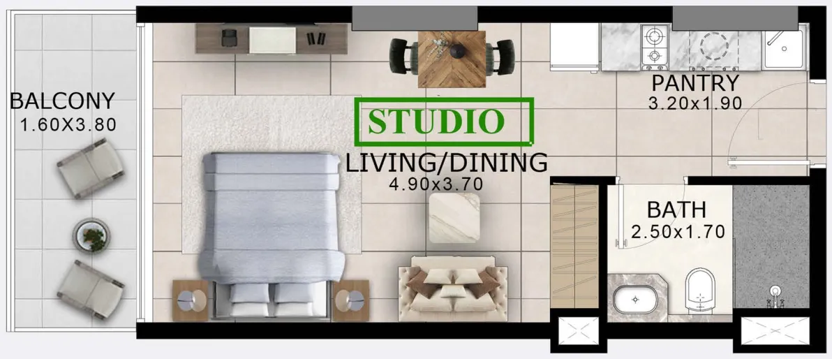 0 BR layout at Arlington Park