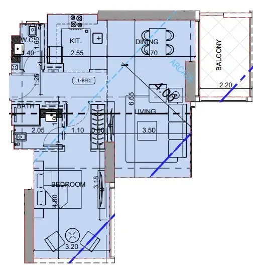 1 BR layout at Binghatti Cullinan