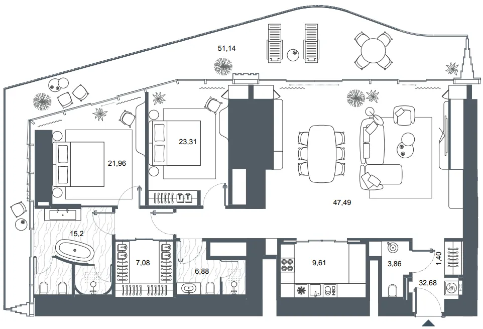 2 BR layout at LIV Maritime