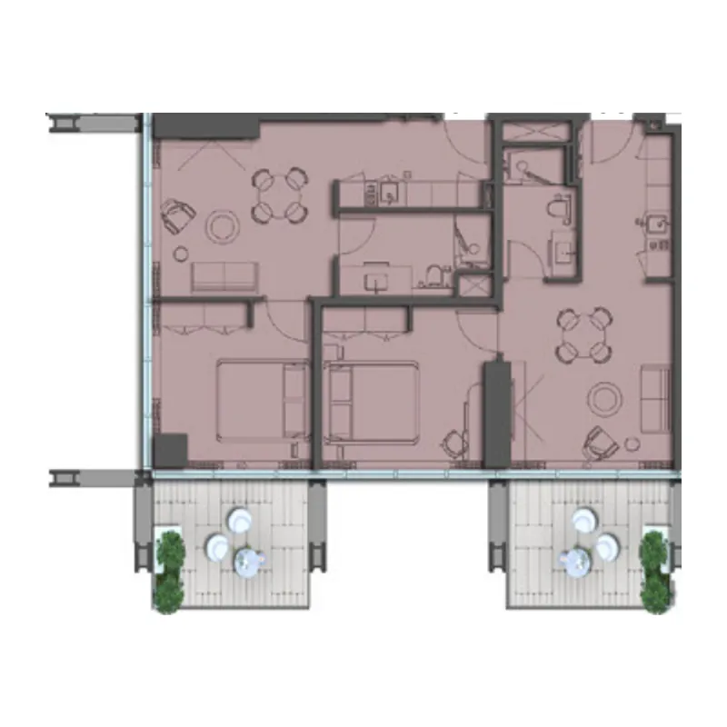 2 BR layout at The Symphony by Imtiaz