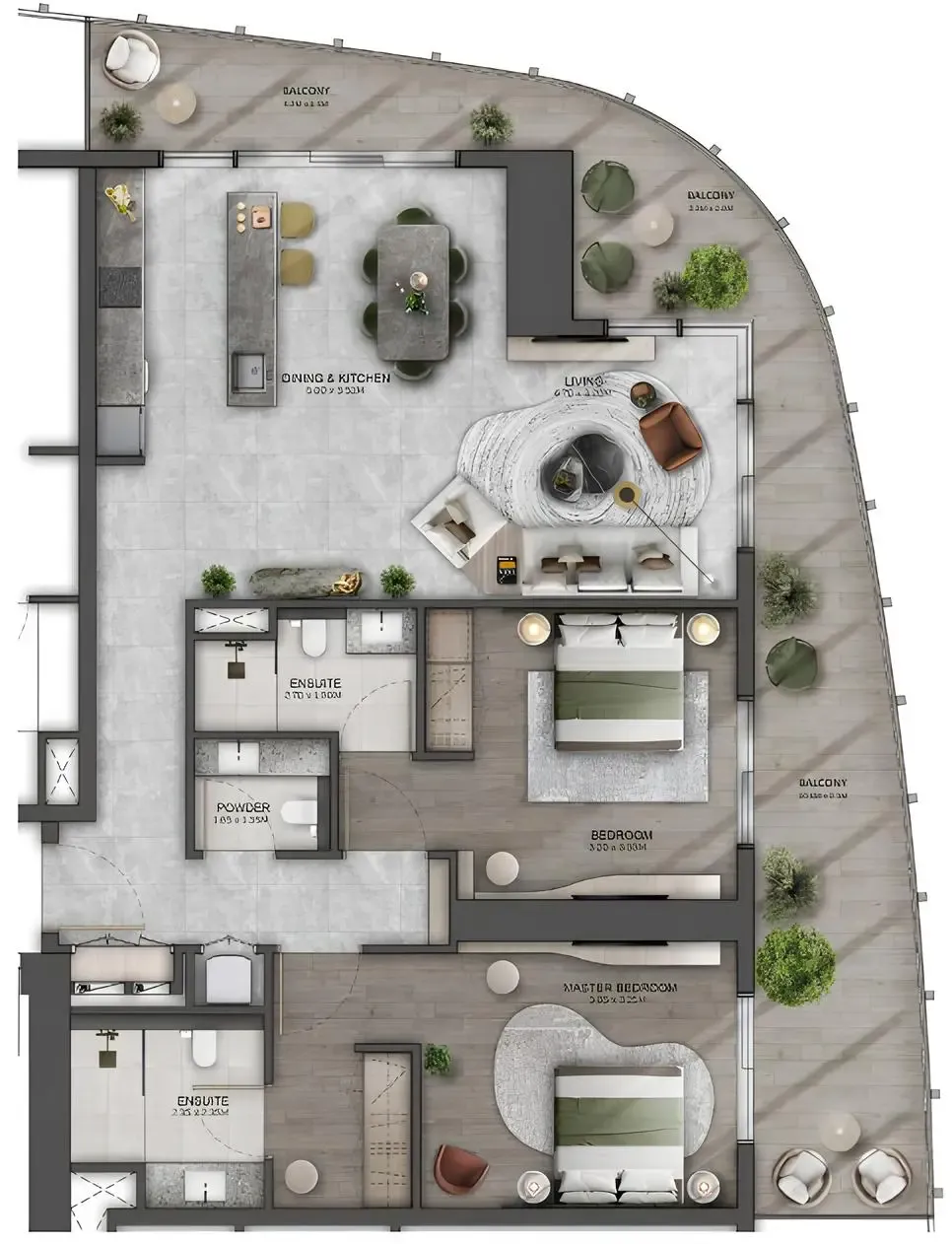 2 BR layout at Kanyon by Beyond