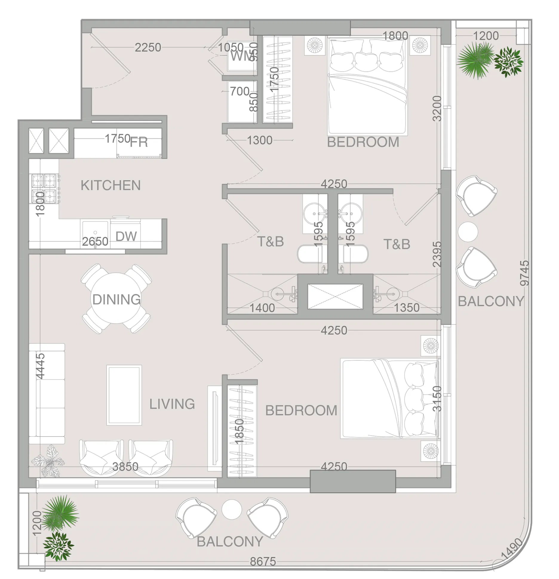 2 BR layout at VERDAN1A 4
