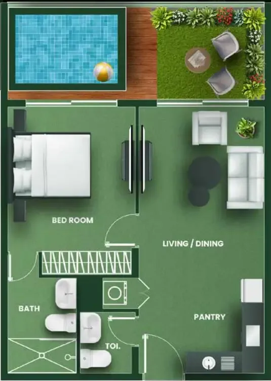 1 BR layout at Vincitore Aqua Flora