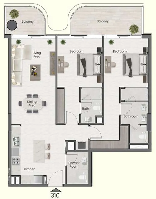 2 BR layout at Saddlewood Park