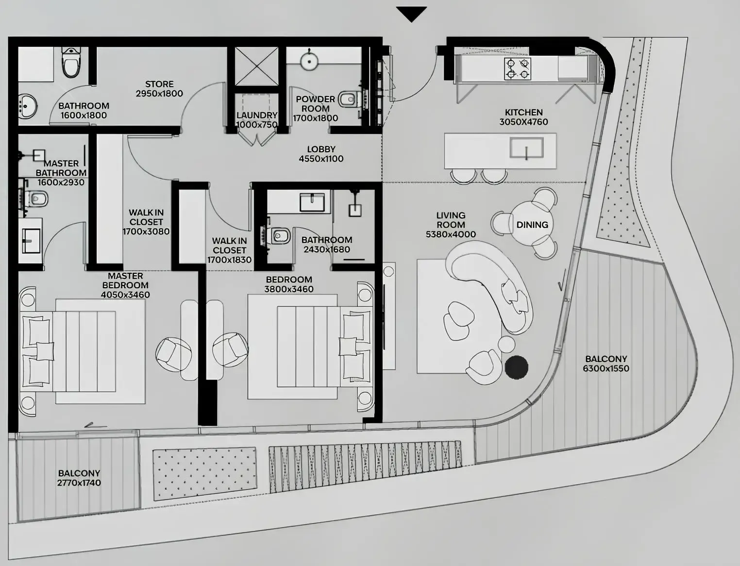 2 BR layout at Lia by Avenew Development
