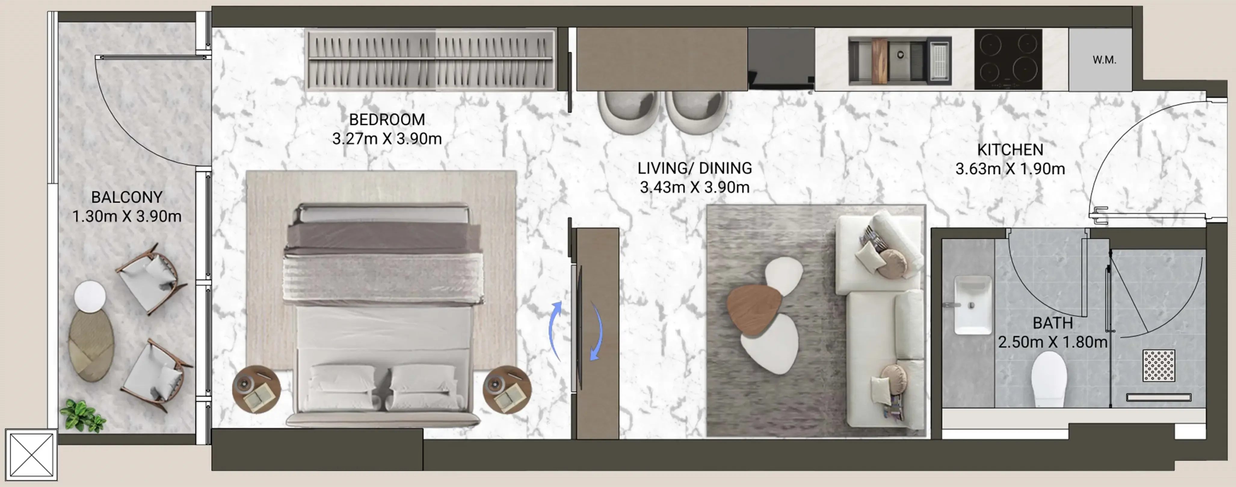 0 BR layout at V-Suites