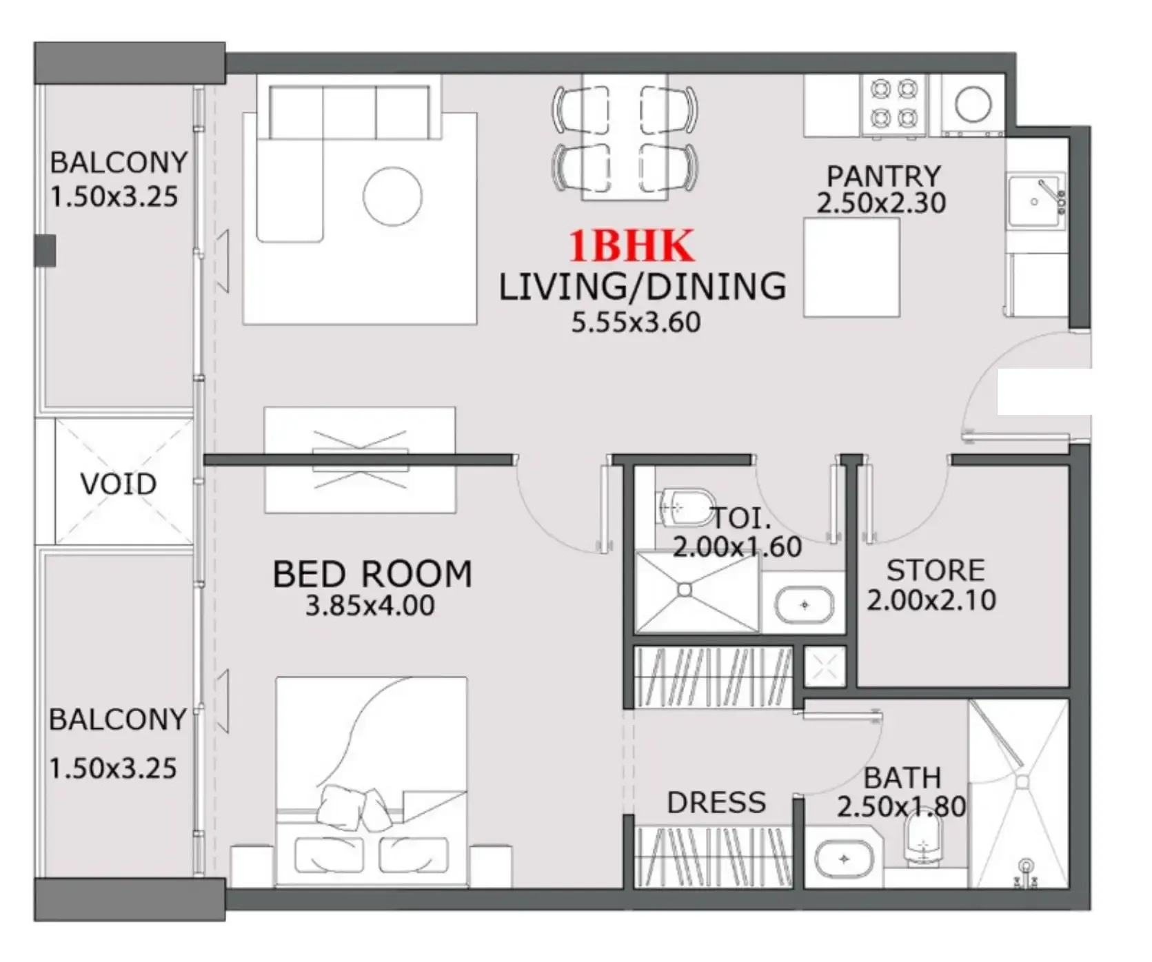1 BR layout at Provenza Residences
