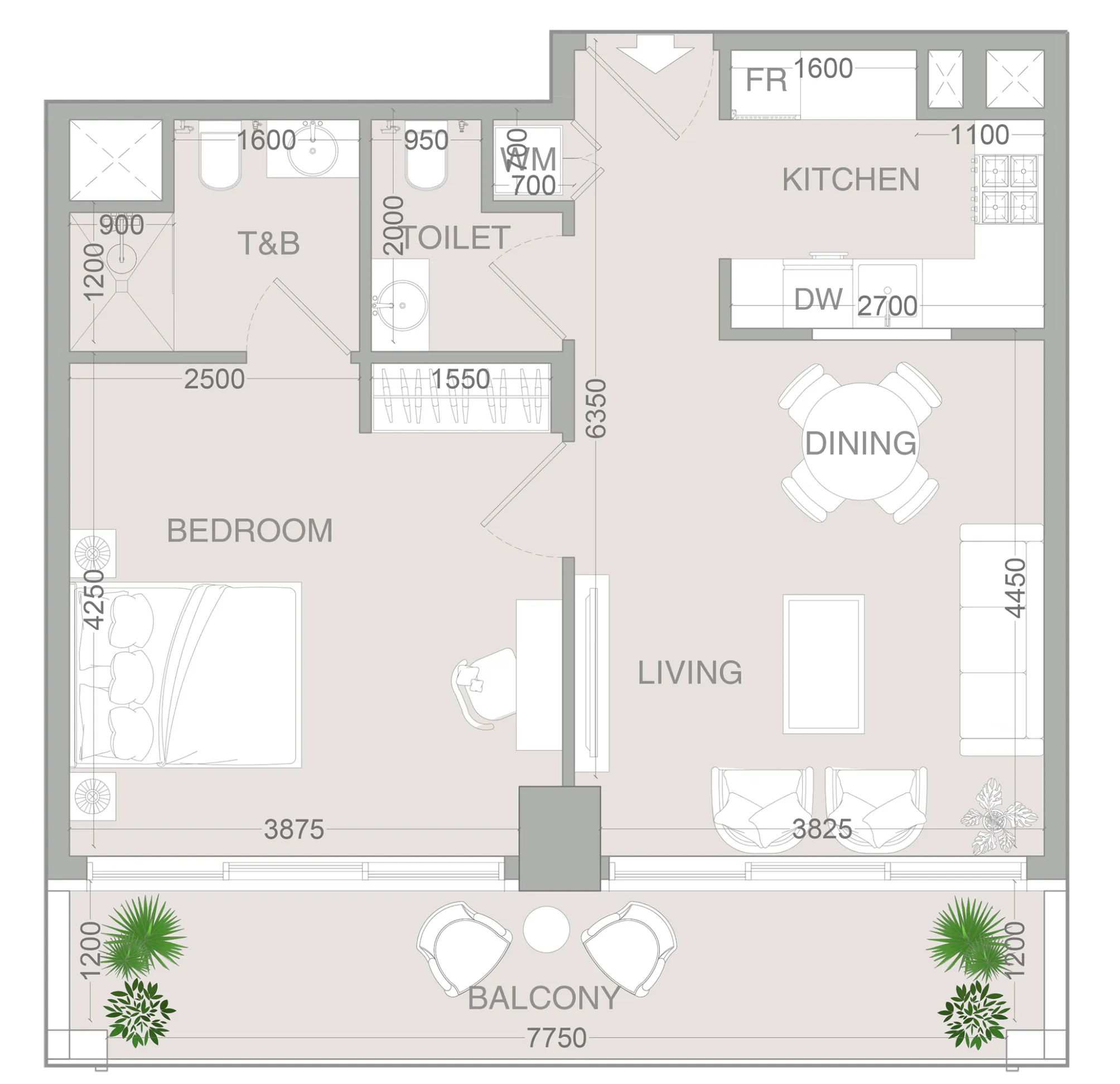 1 BR layout at VERDAN1A 4
