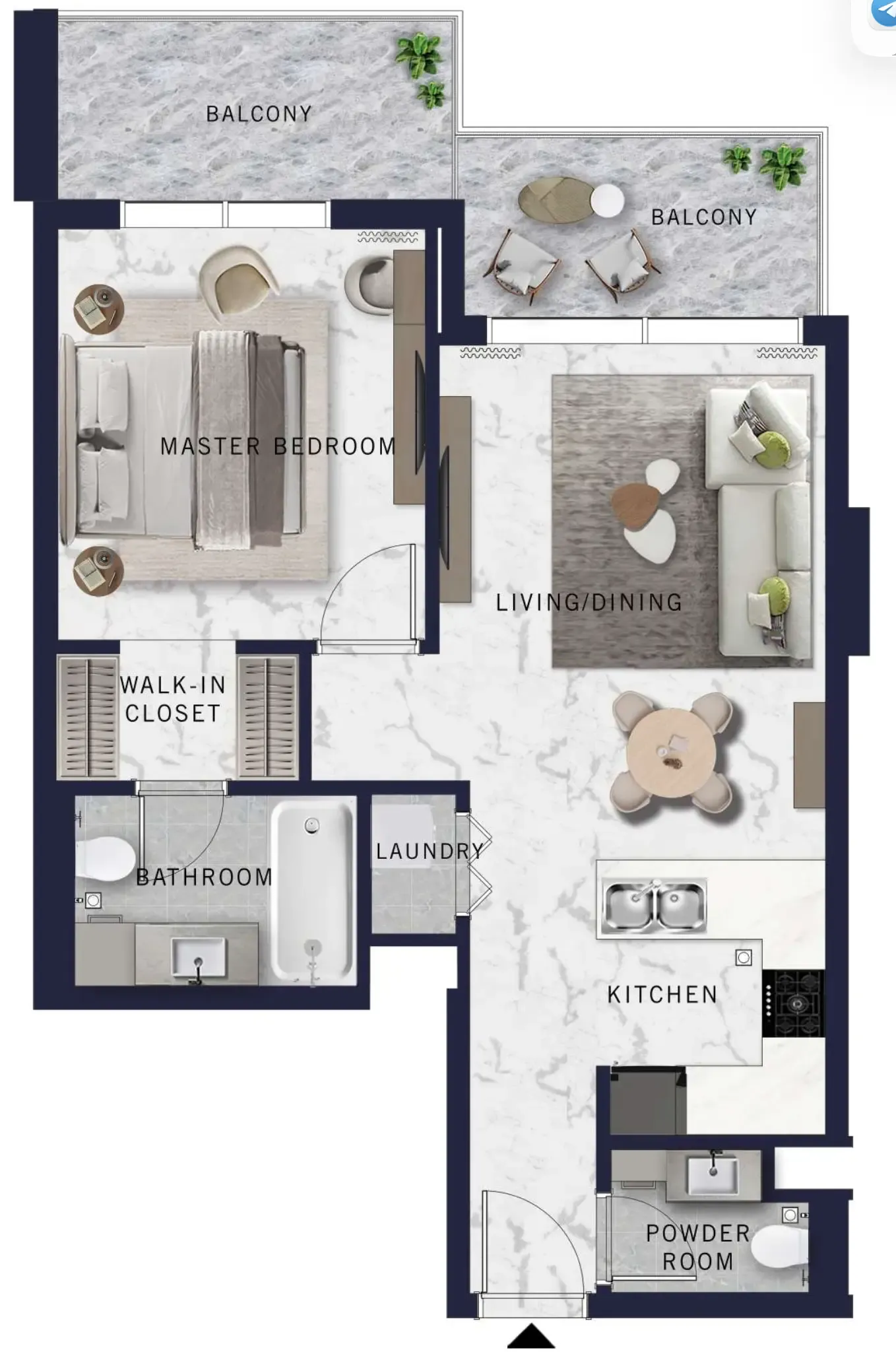 1 BR layout at DoubleTree by Hilton