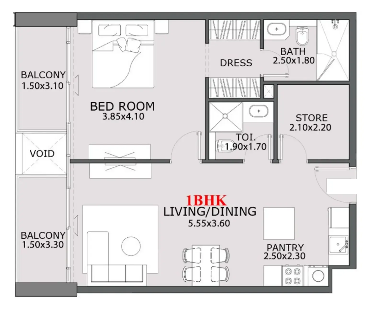 1 BR layout at Provenza Residences