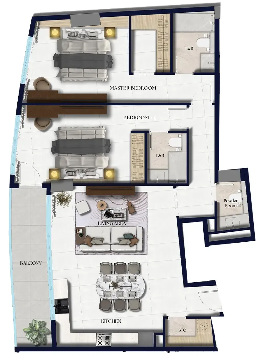 2 BR layout at Xenia Residence