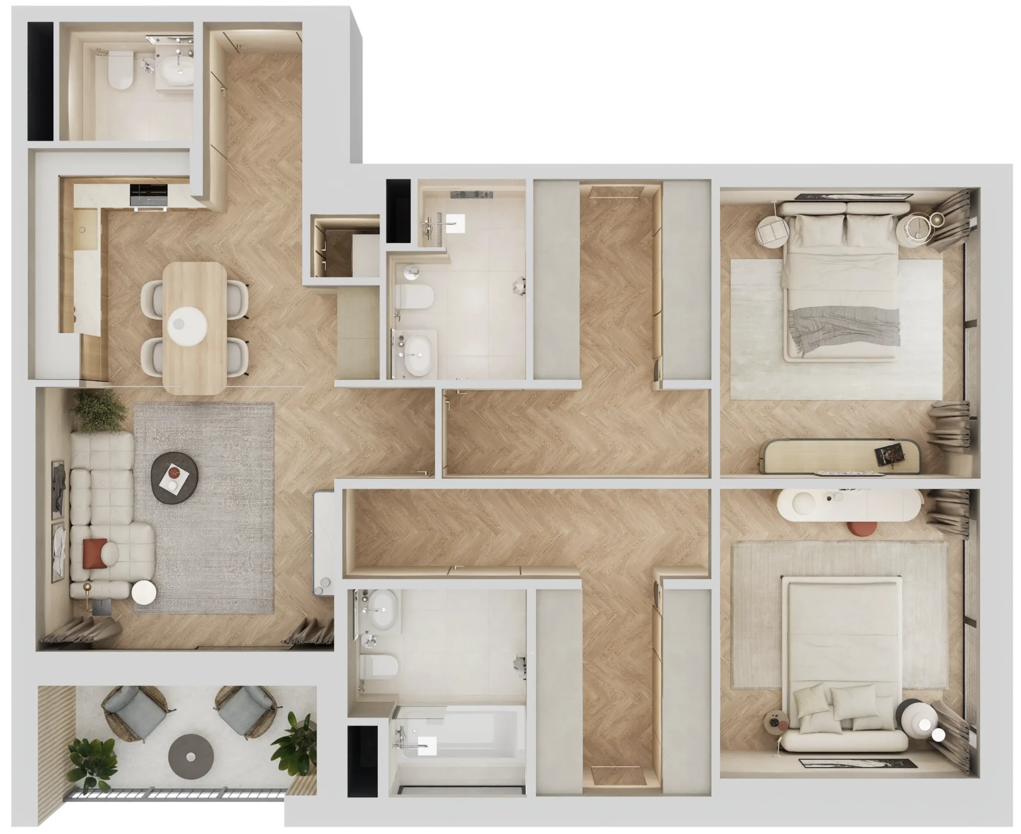 2 BR layout at Arisha Terraces