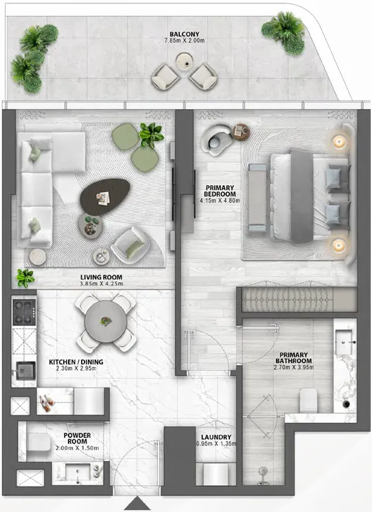 1 BR layout at Passo by Beyond