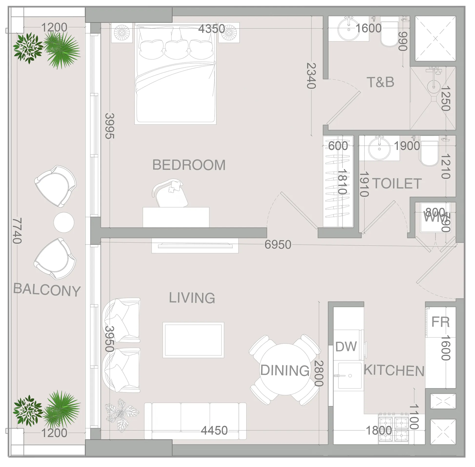 1 BR layout at VERDAN1A 4