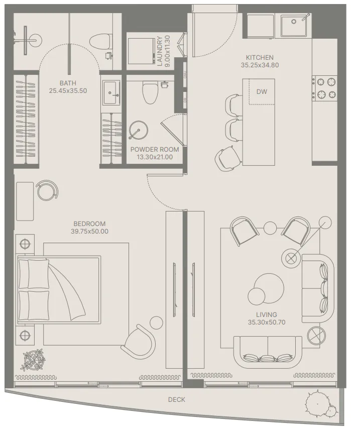 1 BR layout at Bond Enclave