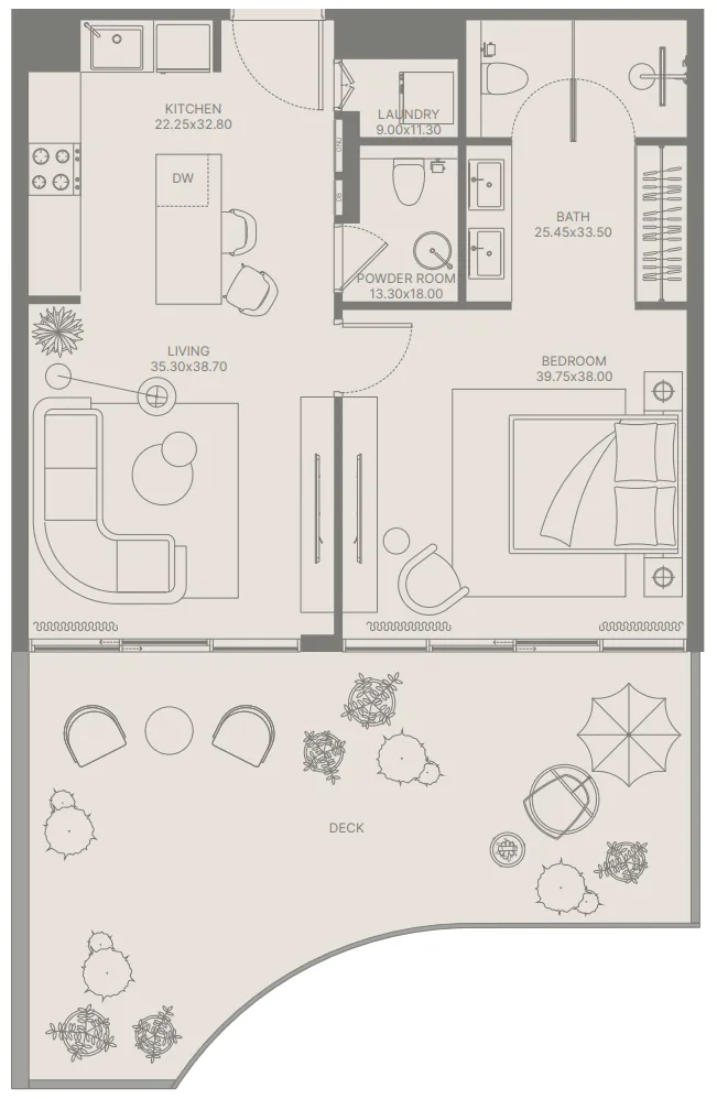 1 BR layout at Bond Enclave