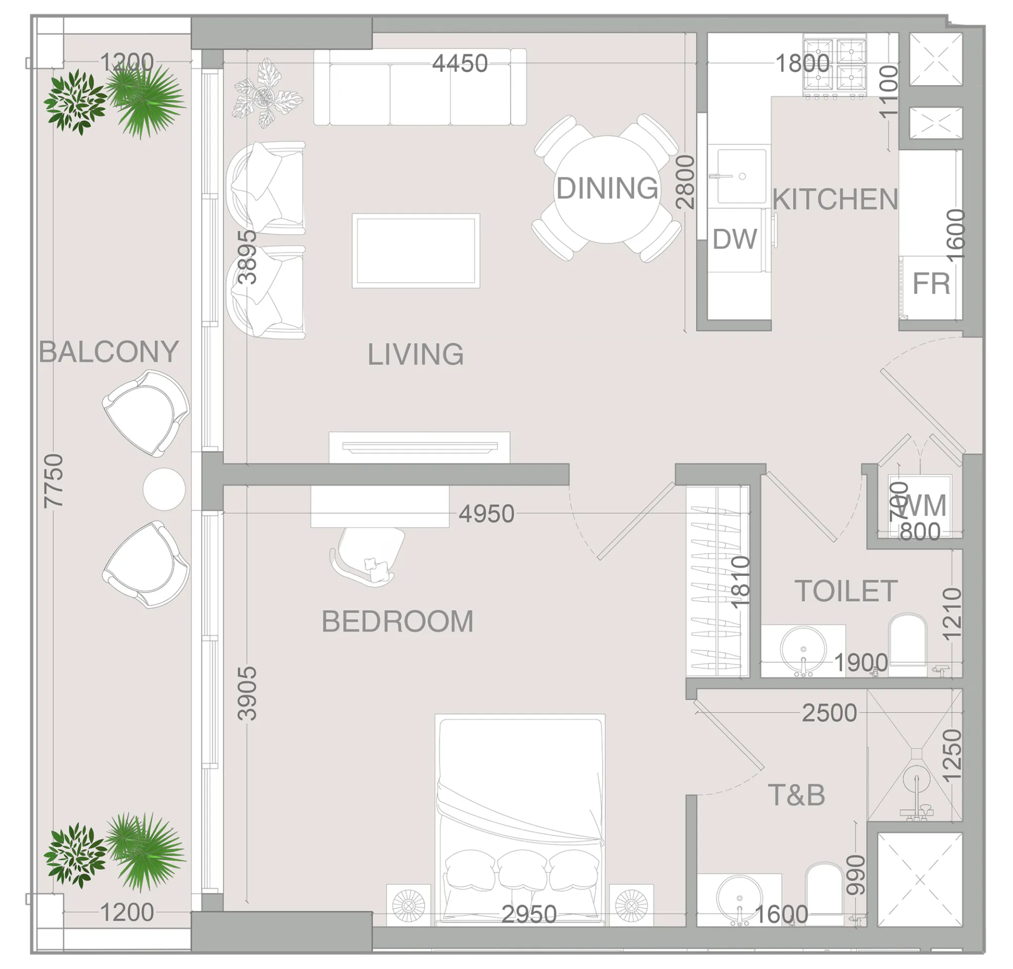 1 BR layout at VERDAN1A 4