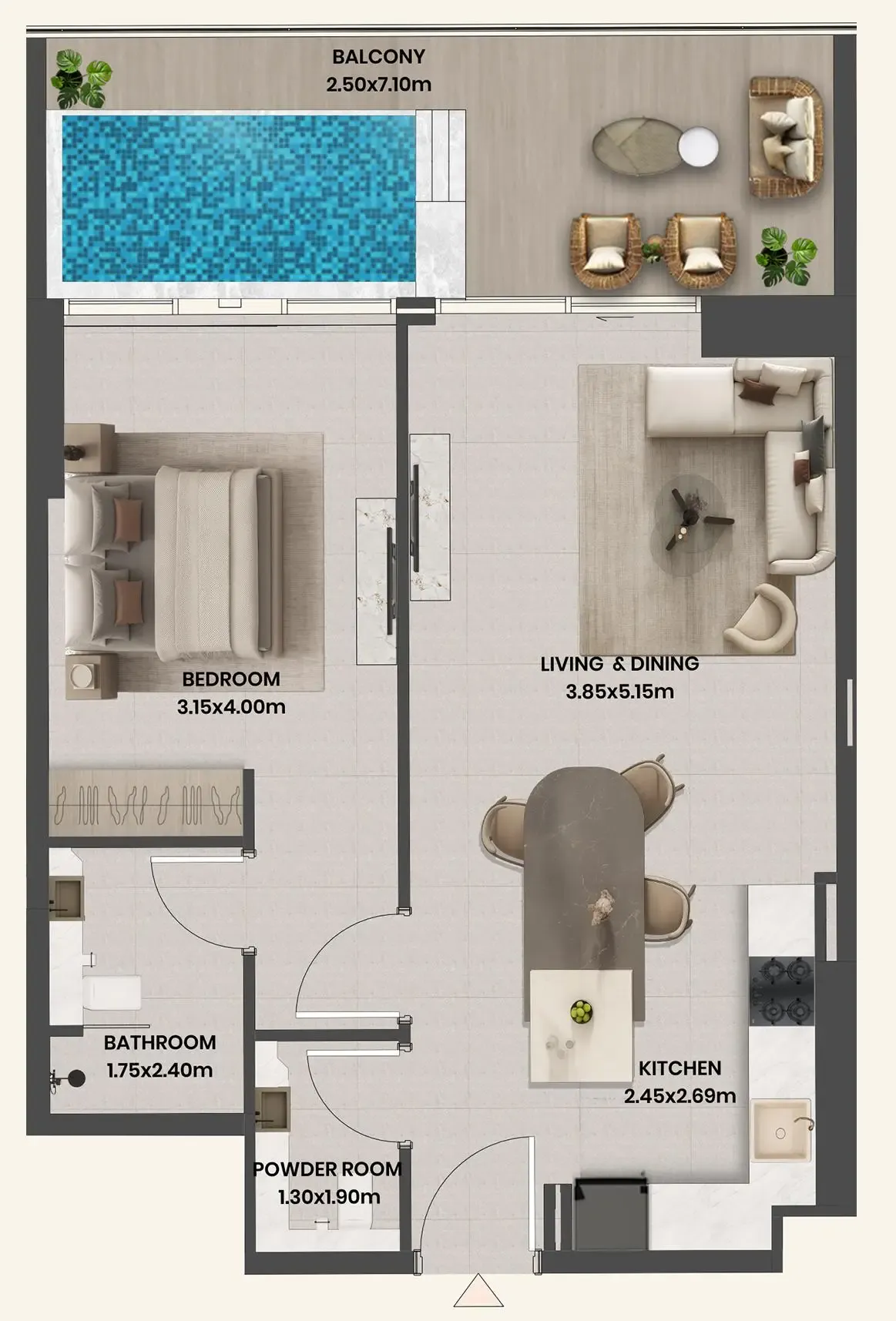 1 BR layout at Divine Al Barari