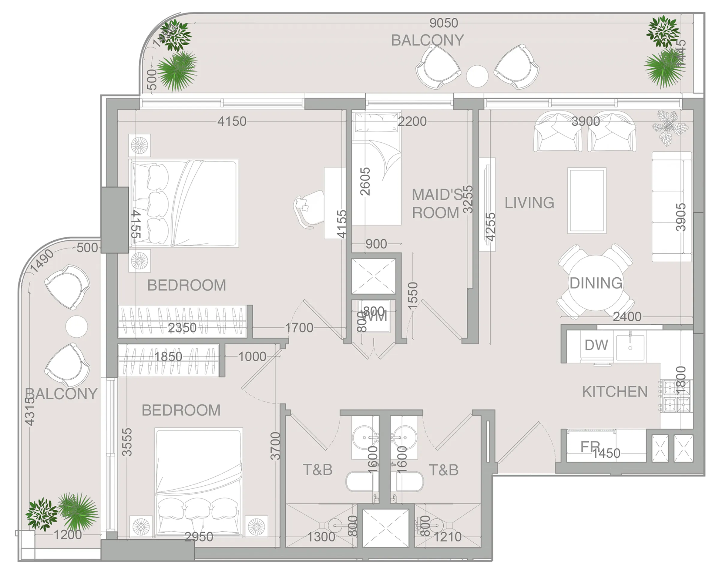 2 BR layout at VERDAN1A 4