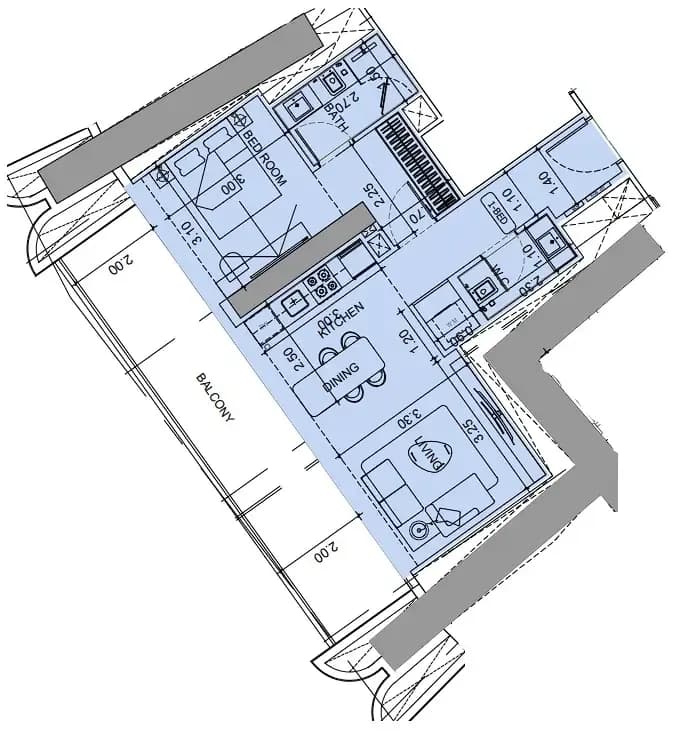 1 BR layout at Vision Iconic