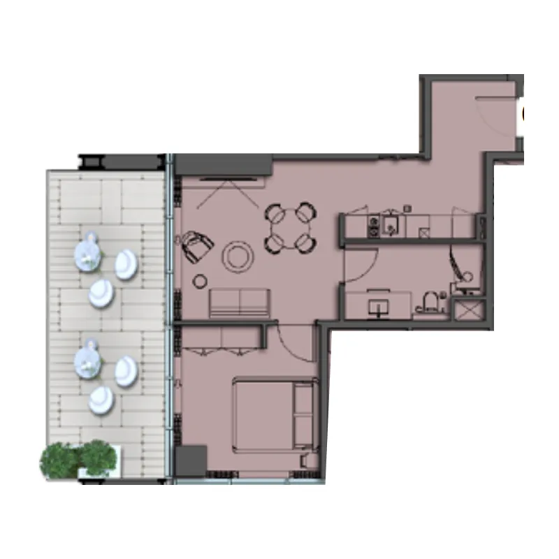 1 BR layout at The Symphony by Imtiaz