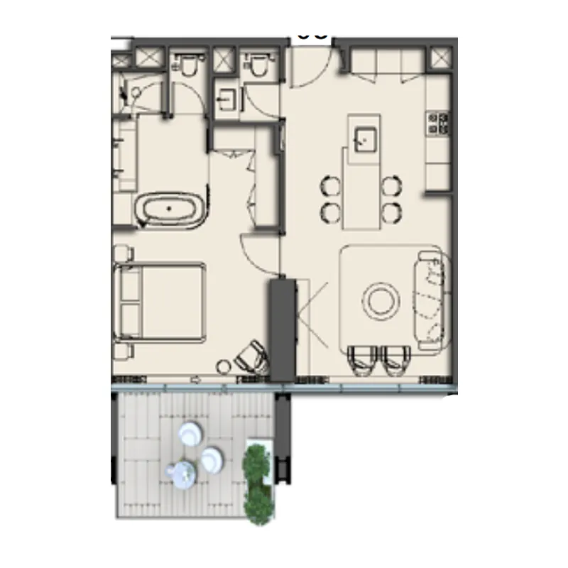 1 BR layout at The Symphony by Imtiaz