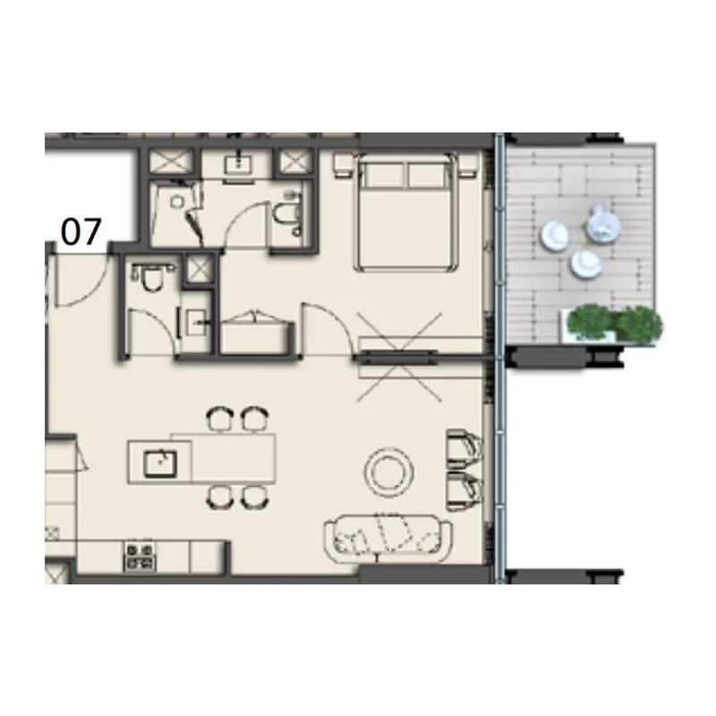 1 BR layout at The Symphony by Imtiaz