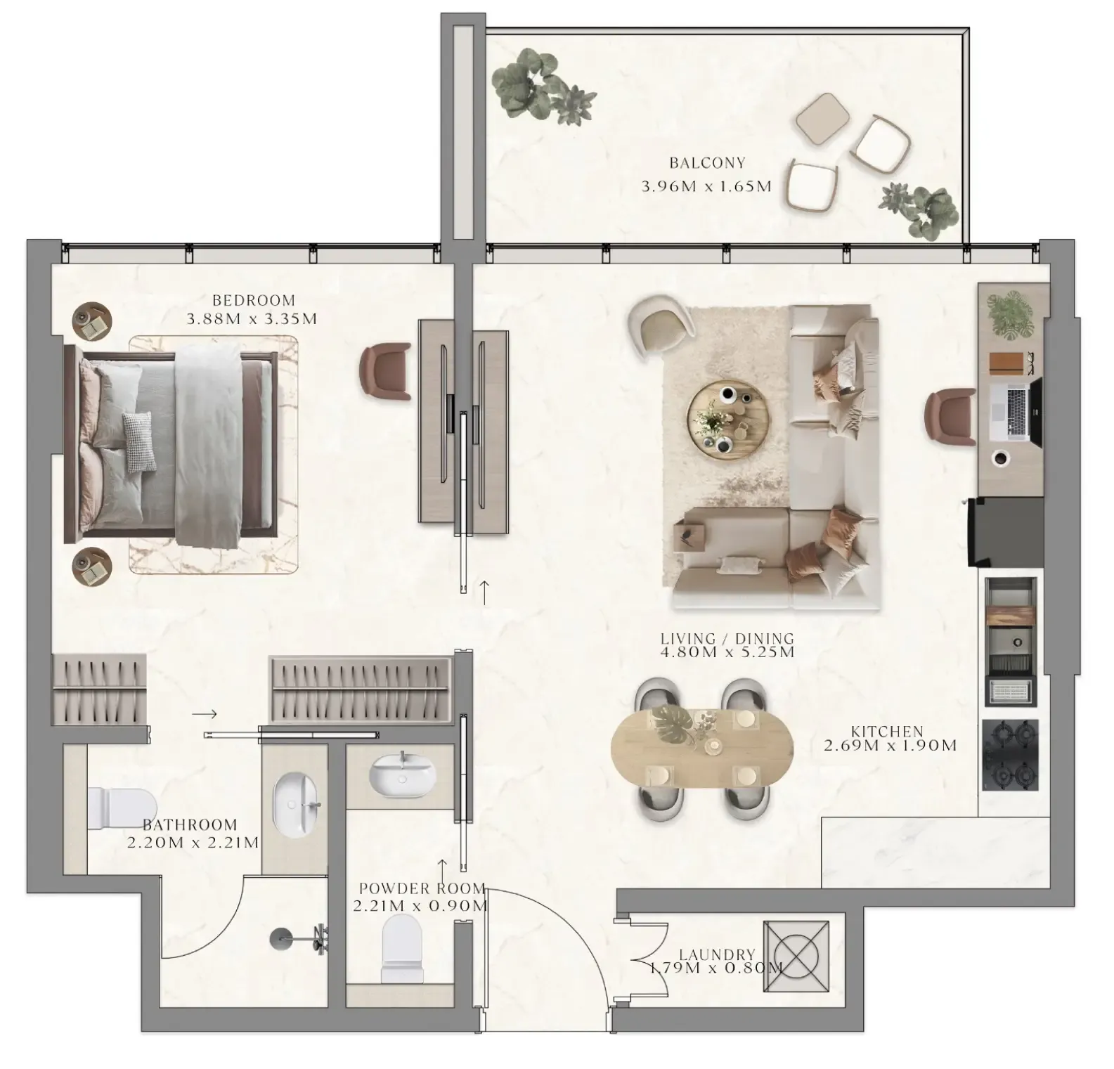 1 BR layout at The Collection at Taiyo