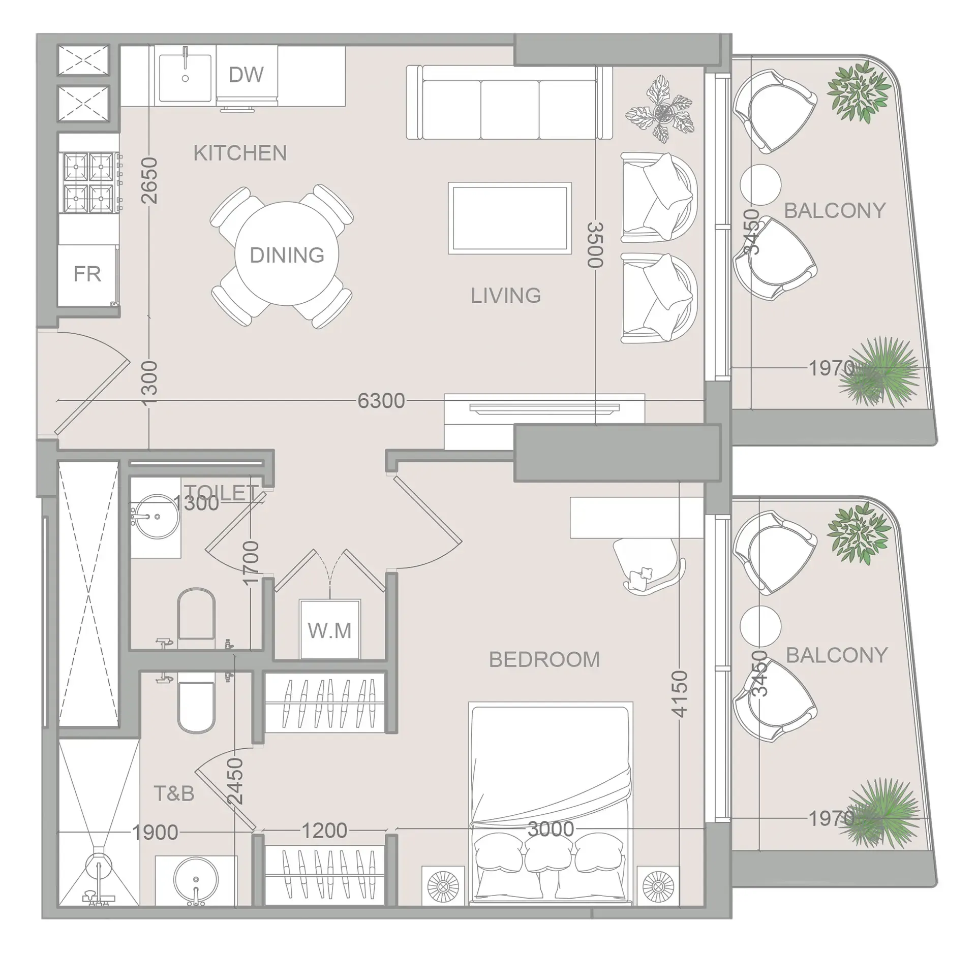 1 BR layout at ELAR1S Sky