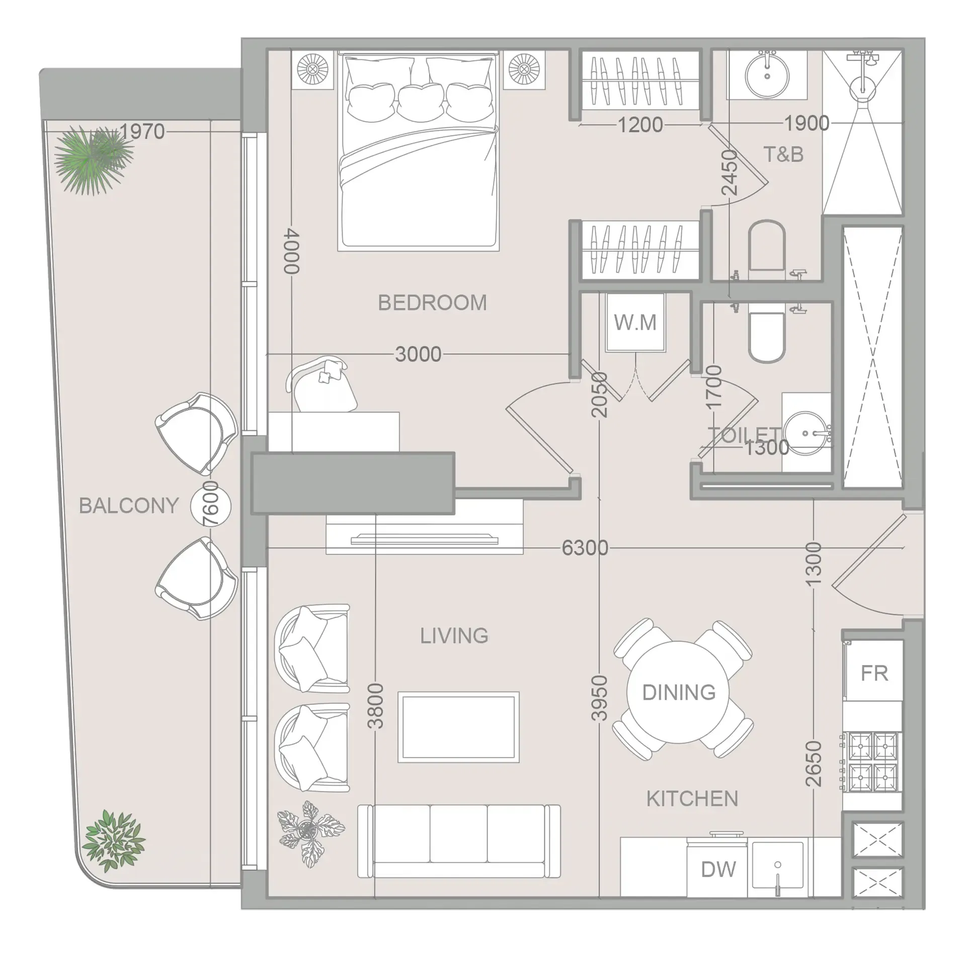 1 BR layout at ELAR1S Sky