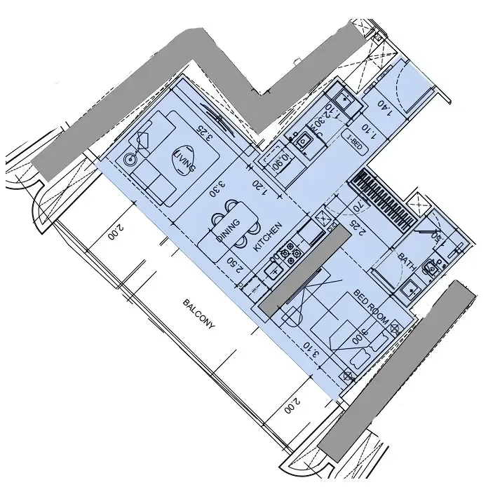 1 BR layout at Vision Iconic