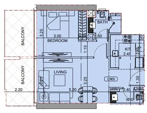 1 BR layout at Binghatti Cullinan